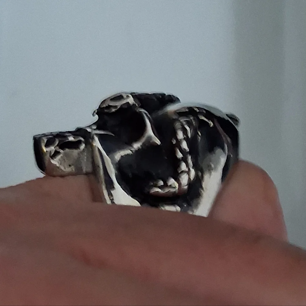 MEN'S SKULL BIKER RING  STAINLESS STEEL SIZE 8
